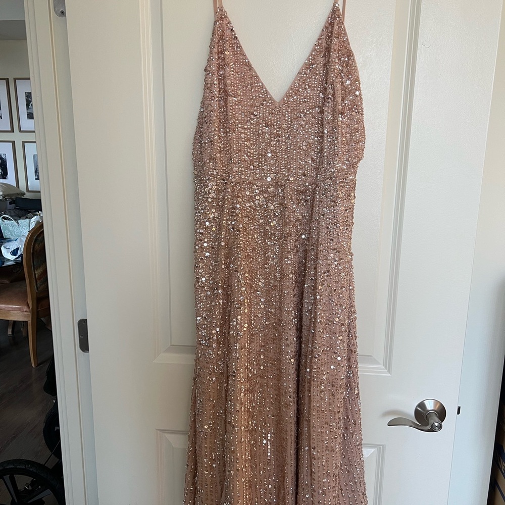 ASOS Backless Sequin Dress in Rose Gold